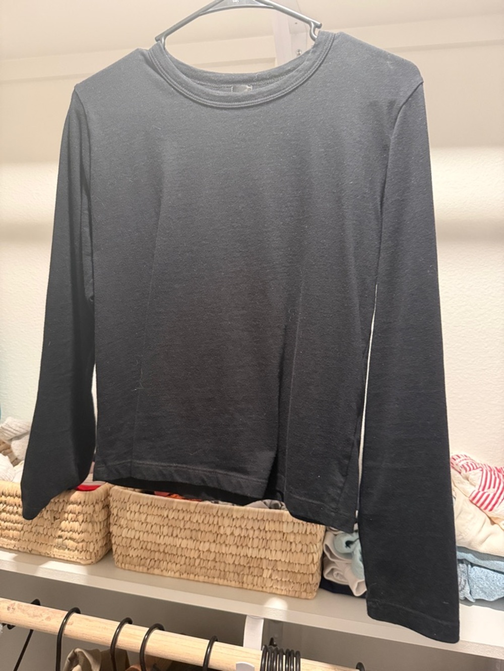 LESET Black Crewneck Long Sleeve Top